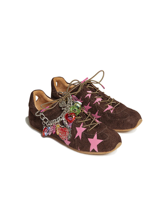 Brown Pink Star Retro Sneakers