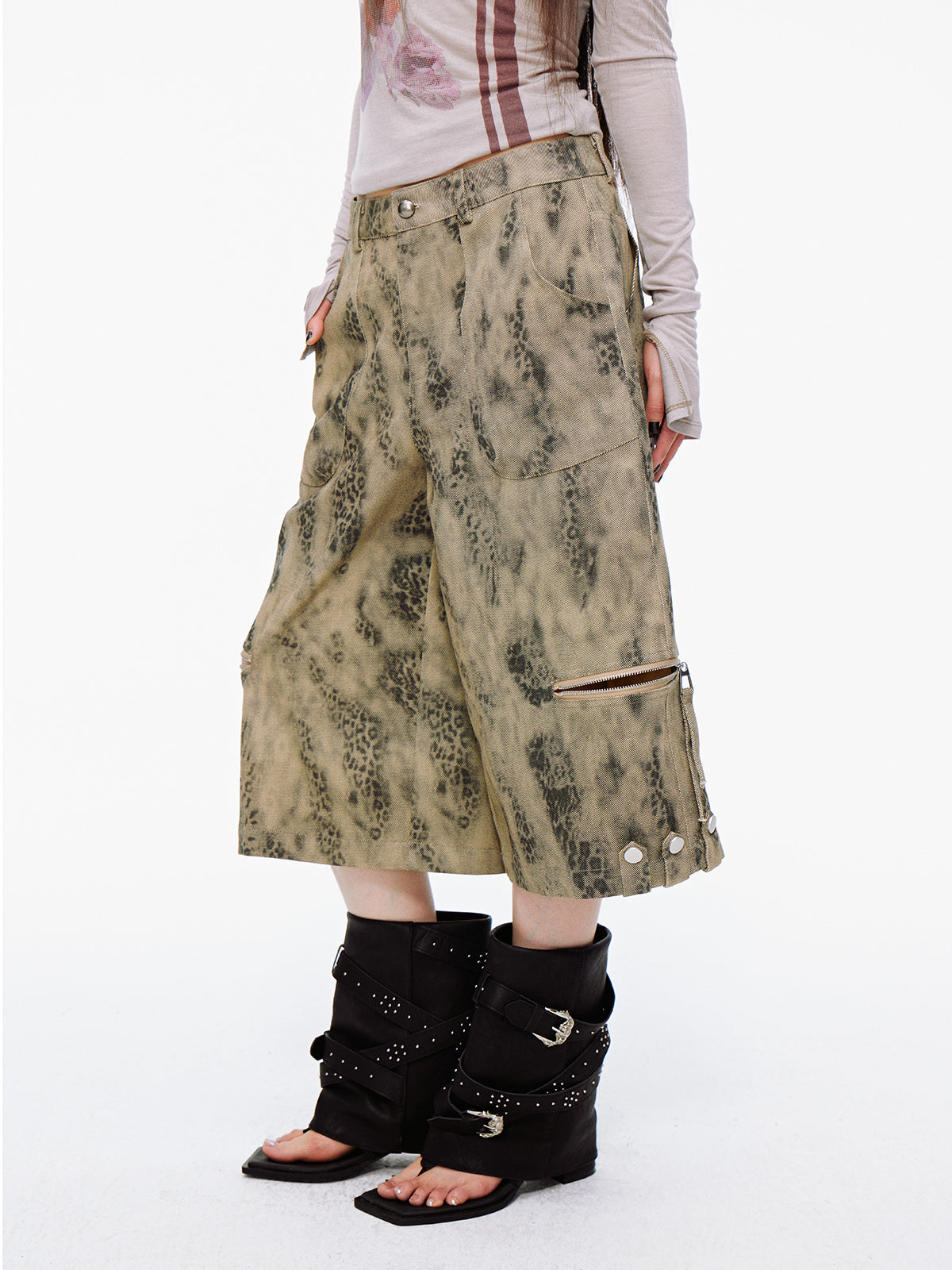 Leopard Grunge Bermuda Shorts